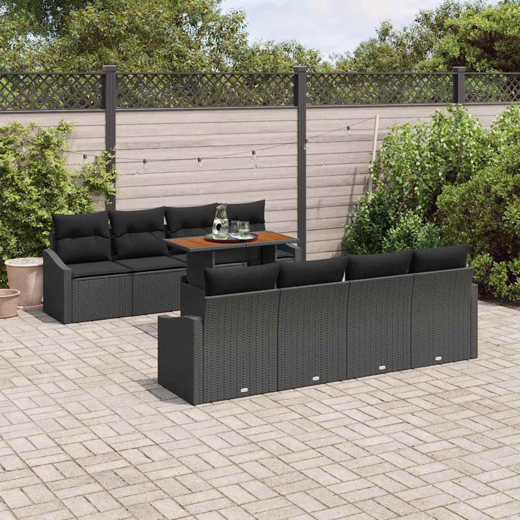 Have Spisebordssæt 9 pcs Sort og Brunt 100 x 55 x 73 cm