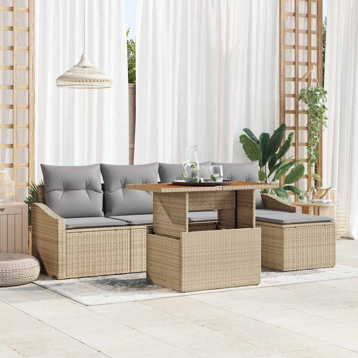 Have Spisebordssæt med pude 6 pcs Beige og grå