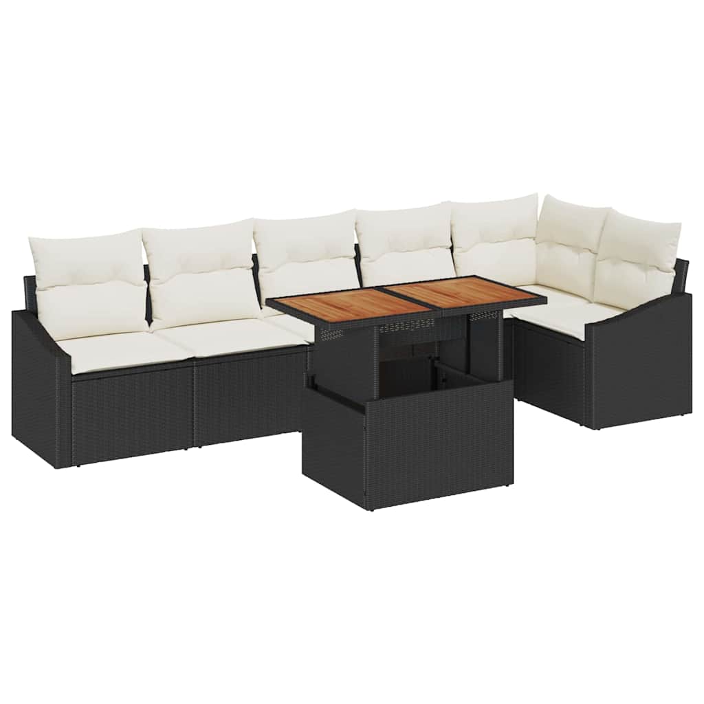 Have Spisebordssæt 7 pcs Sort og Cream 100 x 55 x 73 cm