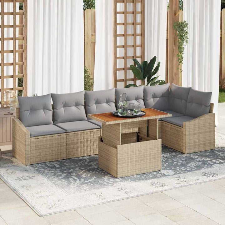 Have Spisebordssæt med pude 7 pcs Beige og grå 100 x 55 x 73 cm