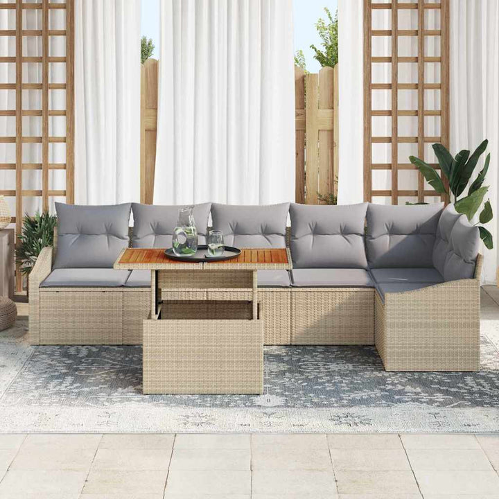 Have Spisebordssæt med pude 7 pcs Beige og grå 100 x 55 x 73 cm