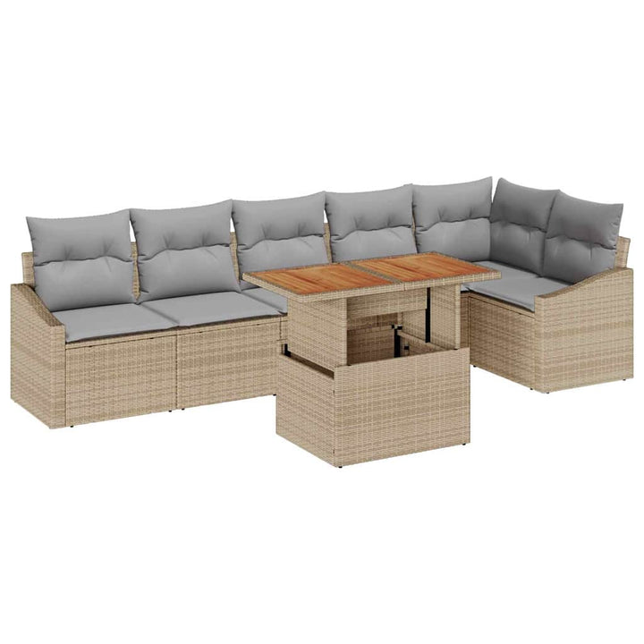 Have Spisebordssæt med pude 7 pcs Beige og grå 100 x 55 x 73 cm