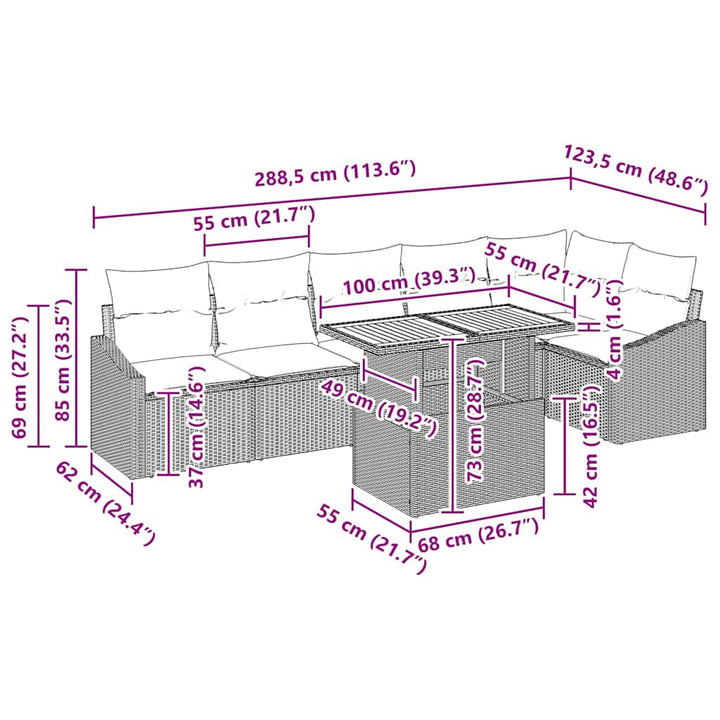 Have Spisebordssæt 7 pcs Beige og creme 100 x 55 x 73 cm