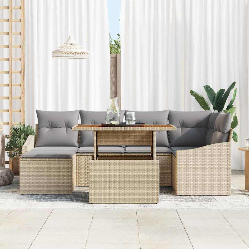 Have Spisebordssæt med pude 7 pcs Beige og grå