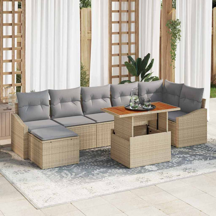 Have Spisebordssæt med pude 8 pcs Beige og grå