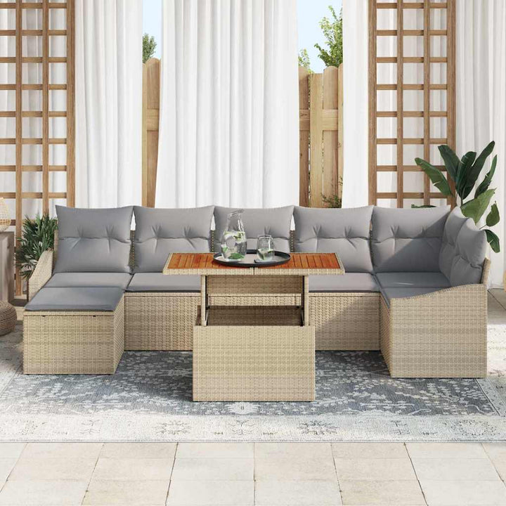 Have Spisebordssæt med pude 8 pcs Beige og grå