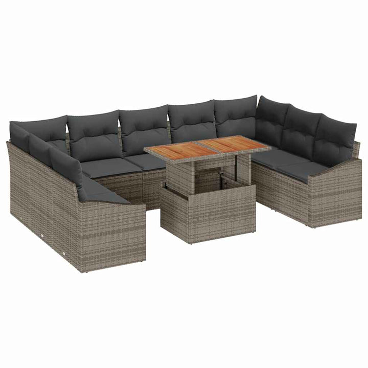 Have Spisebordssæt med pude 10 pcs Grå og Brun 100 x 55 x 73 cm