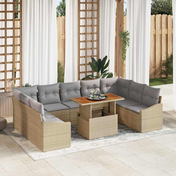 Have Spisebordssæt 10 pcs Beige og grå 100 x 55 x 73 cm