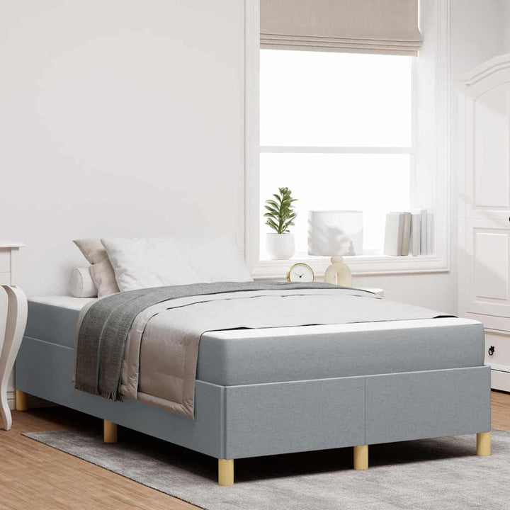 Box spring seng Lys grå og Hvid og Lys grå 120 x 200 cm Stof