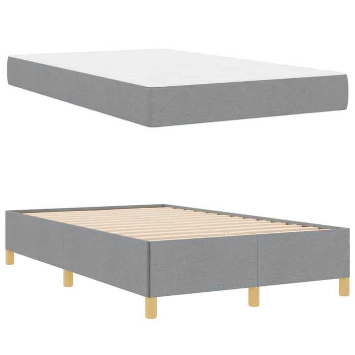 Box spring seng Lys grå og Hvid og Lys grå 120 x 200 cm Stof