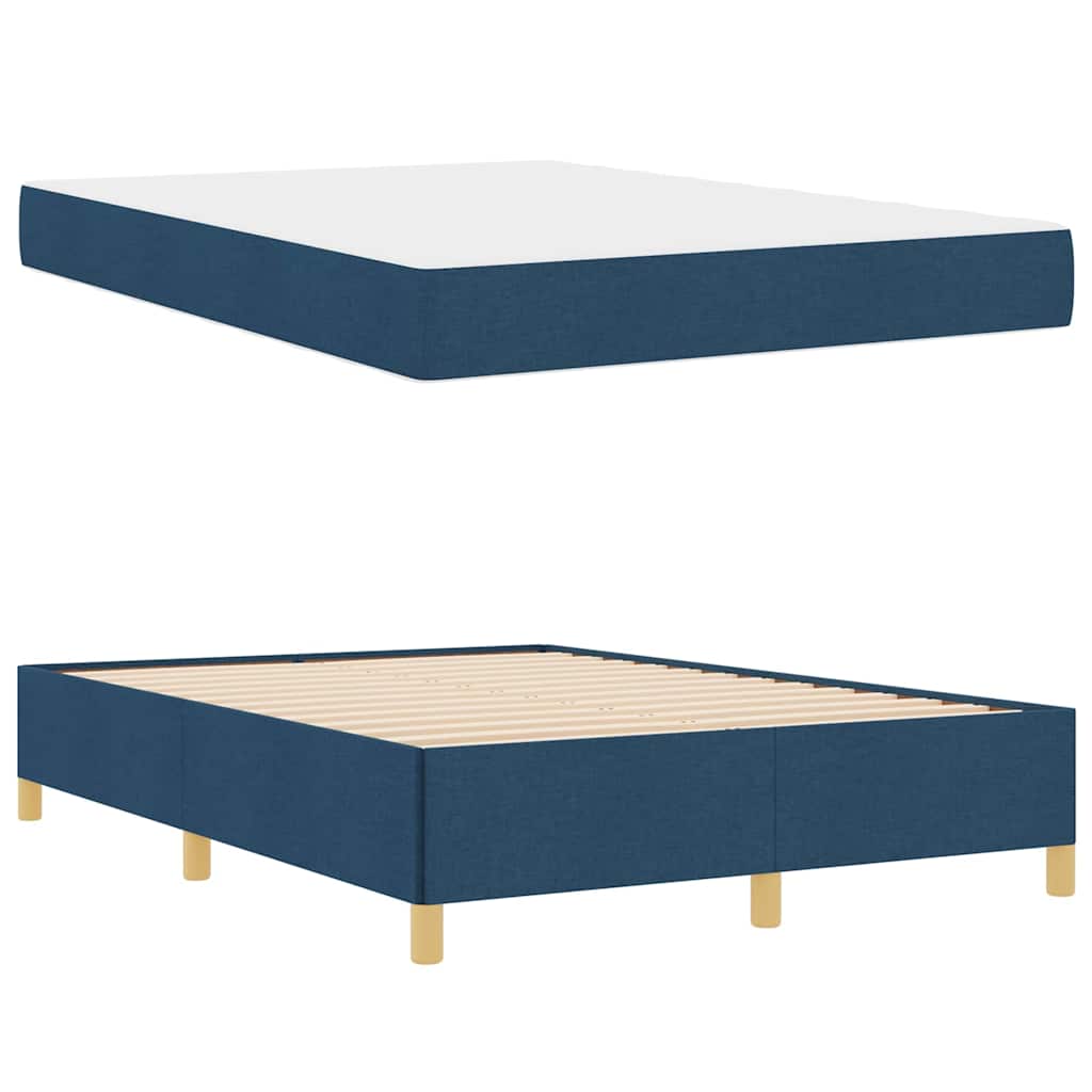 Box spring seng Blå og navy og hvid 140 x 200 cm Stof