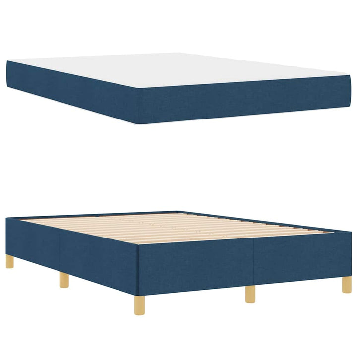Box spring seng Blå og navy og hvid 140 x 200 cm Stof