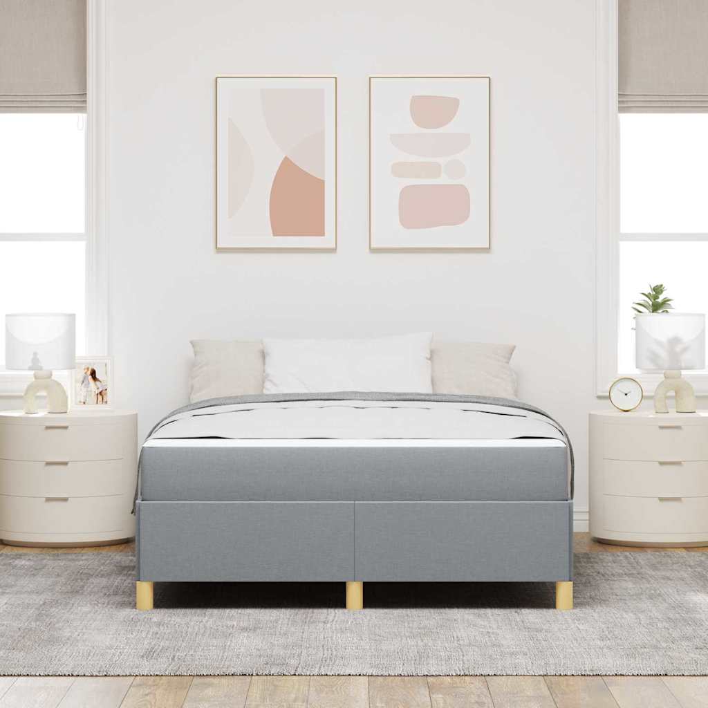 Box spring seng Lys grå og Hvid og Lys grå 160 x 200 cm Stof
