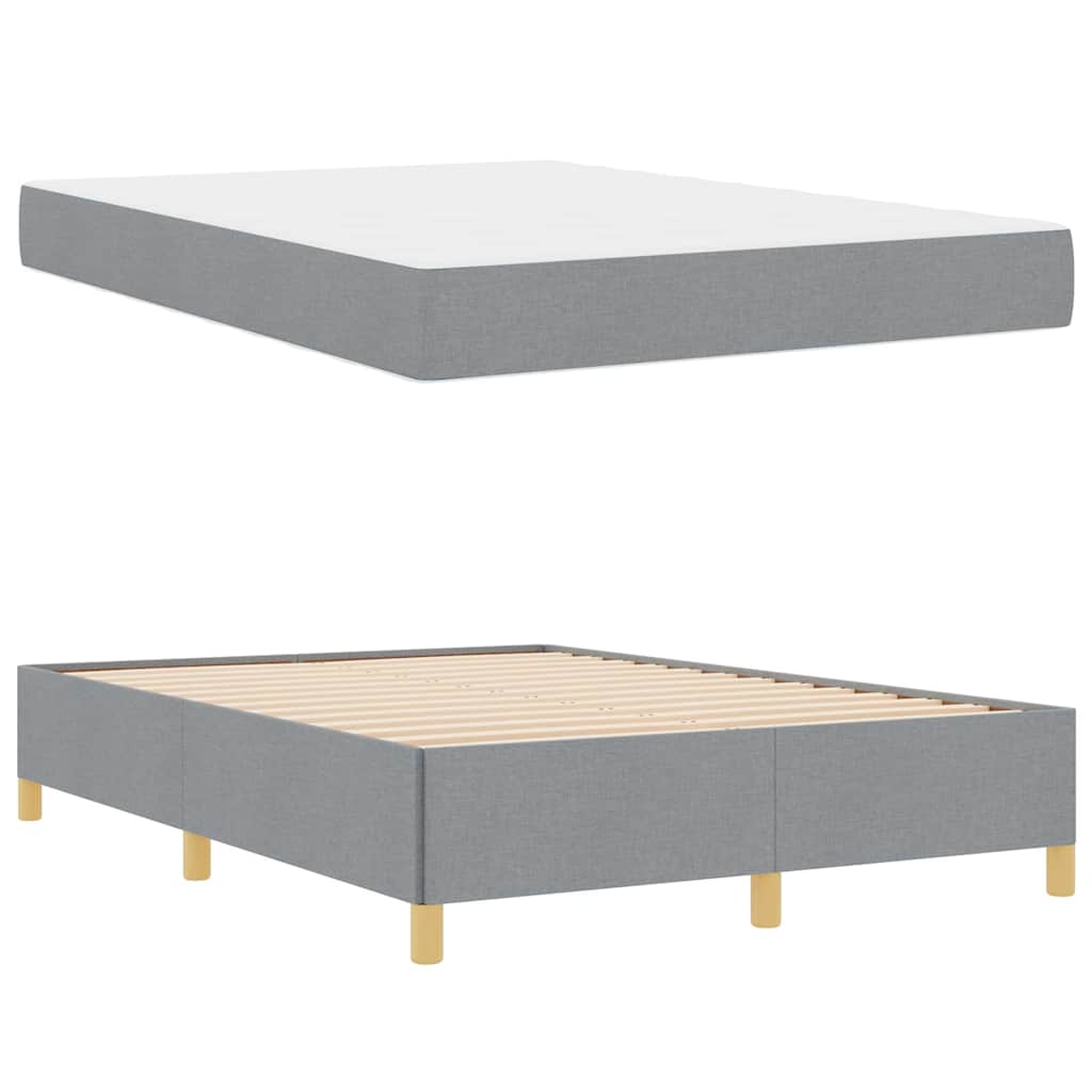 Box spring seng Lys grå og Hvid og Lys grå 160 x 200 cm Stof