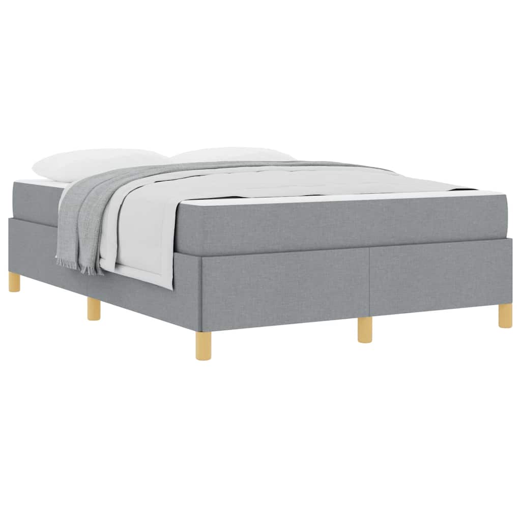 Box spring seng Lys grå og Hvid og Lys grå 160 x 200 cm Stof