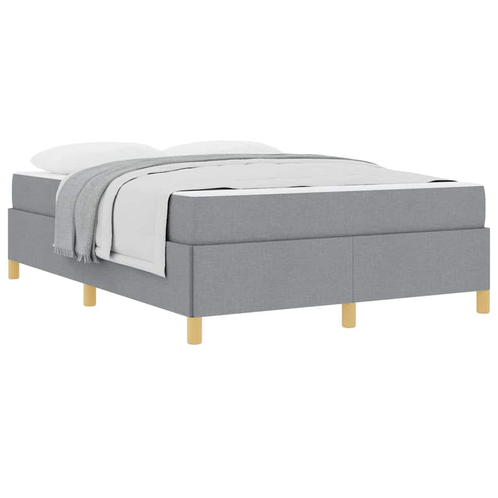 Box spring seng Lys grå og Hvid og Lys grå 160 x 200 cm Stof