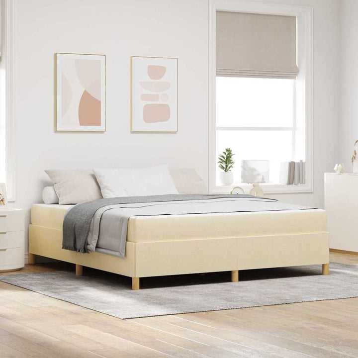 Box spring seng Creme og beige og hvid 180 x 200 cm Stof