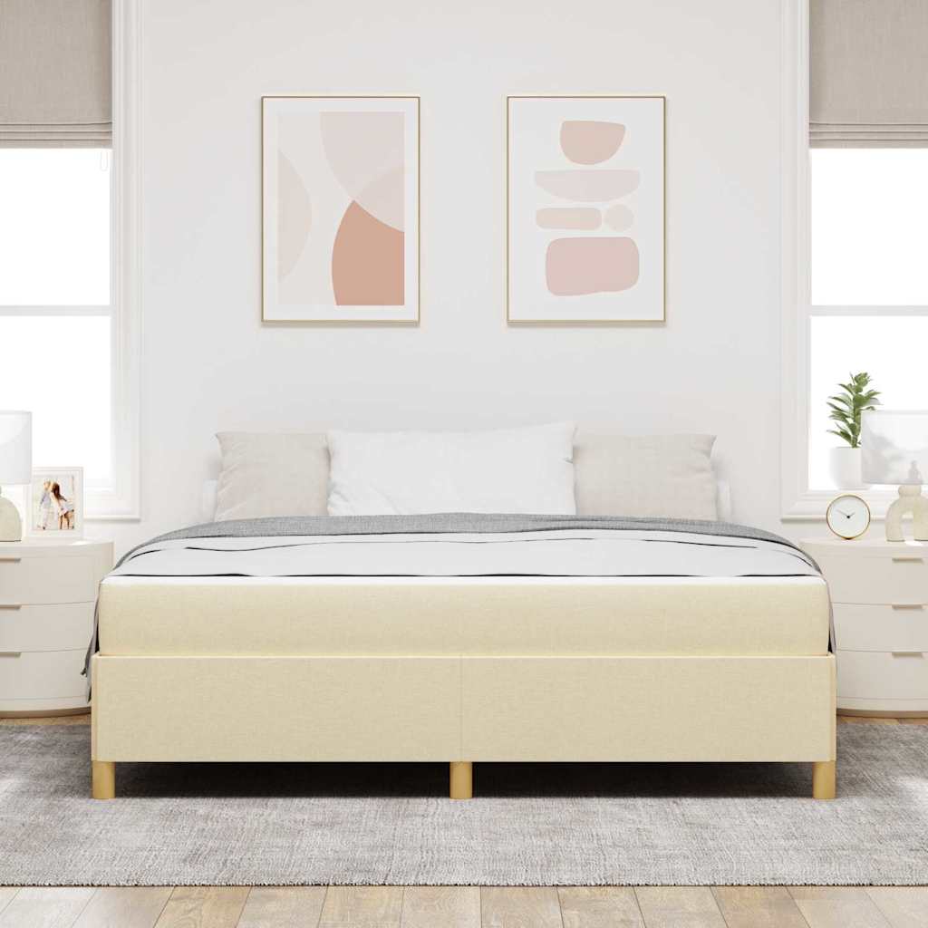 Box spring seng Creme og beige og hvid 180 x 200 cm Stof