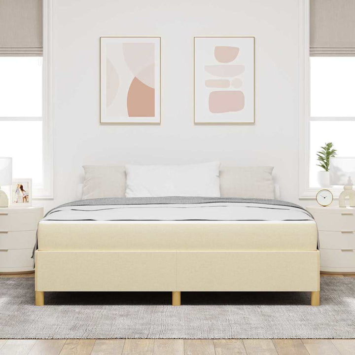 Box spring seng Creme og beige og hvid 180 x 200 cm Stof