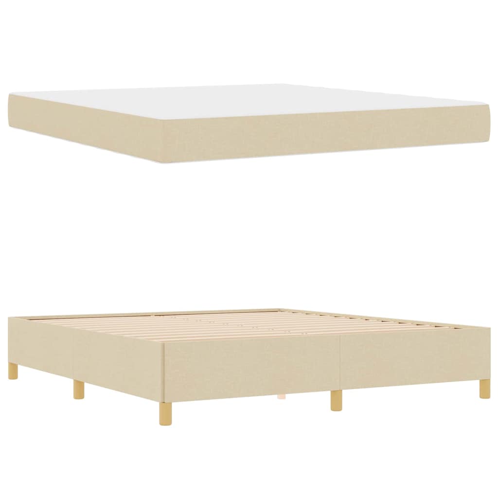 Box spring seng Creme og beige og hvid 180 x 200 cm Stof