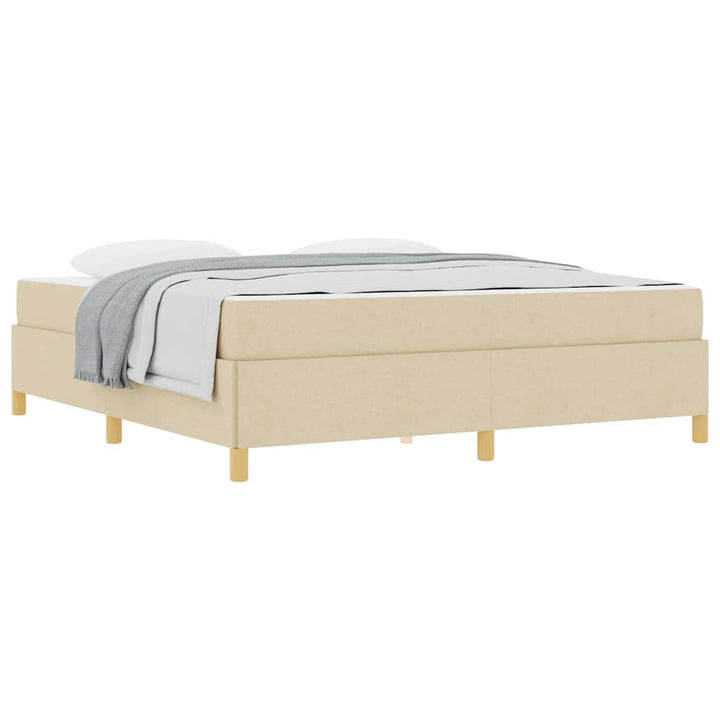 Box spring seng Creme og beige og hvid 180 x 200 cm Stof