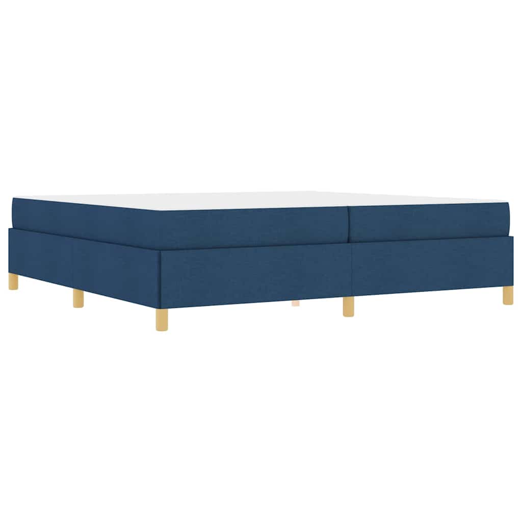 Box spring seng Blå og mørkeblå og hvid 200 x 200 cm Stof