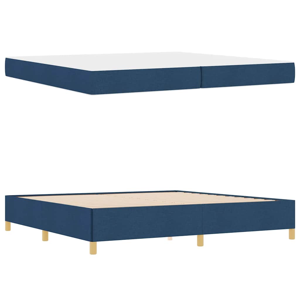 Box spring seng Blå og mørkeblå og hvid 200 x 200 cm Stof