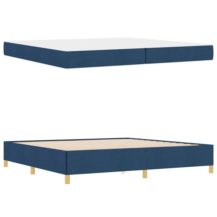 Box spring seng Blå og mørkeblå og hvid 200 x 200 cm Stof