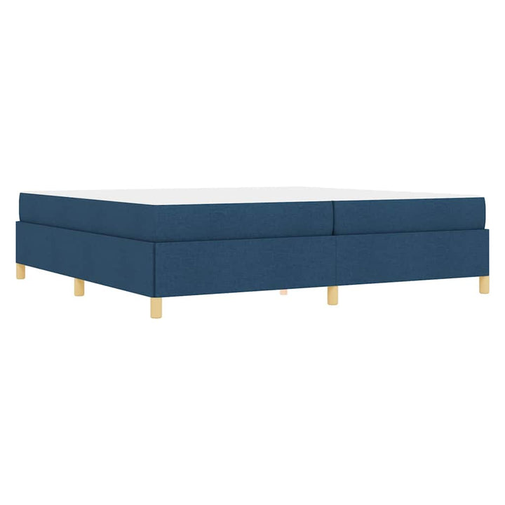 Box spring seng Blå og mørkeblå og hvid 200 x 200 cm Stof