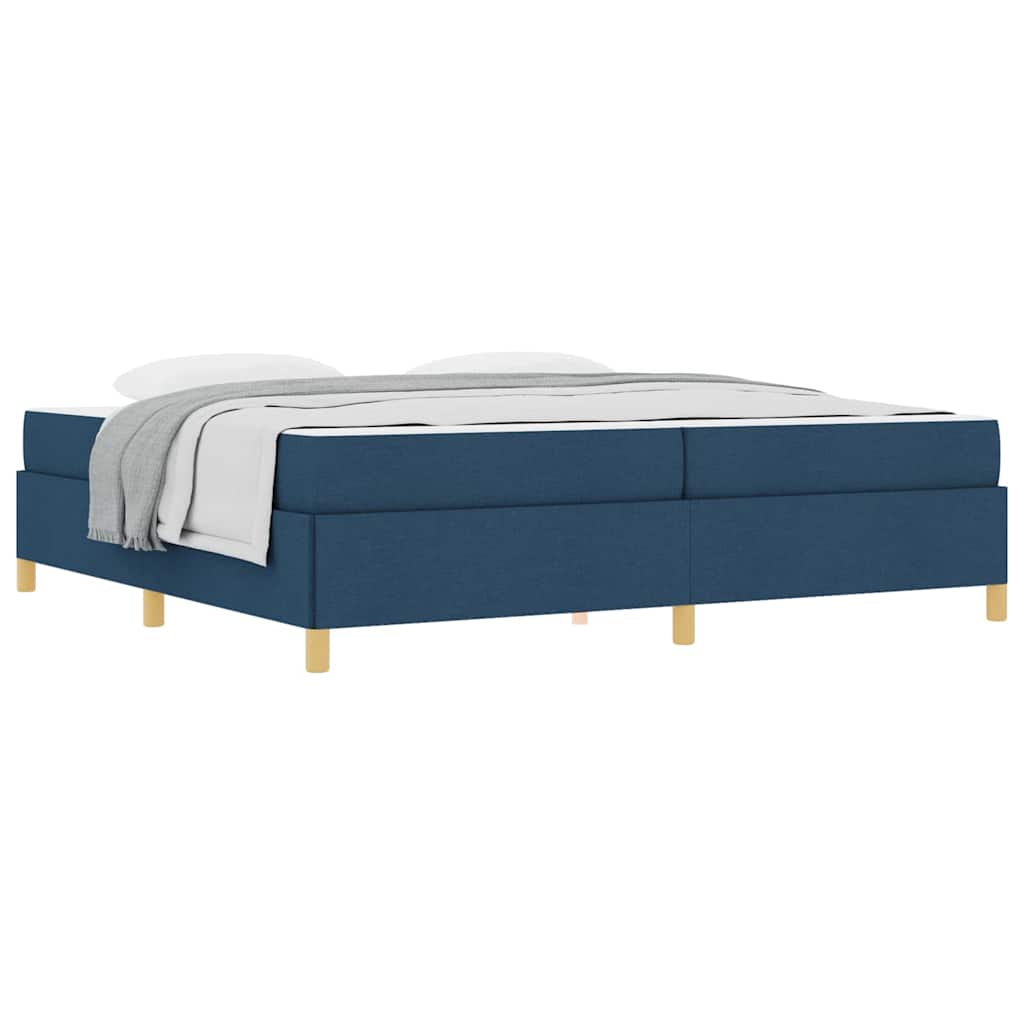 Box spring seng Blå og mørkeblå og hvid 200 x 200 cm Stof