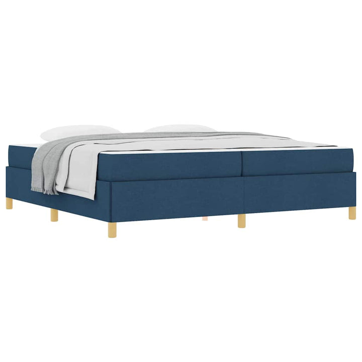 Box spring seng Blå og mørkeblå og hvid 200 x 200 cm Stof
