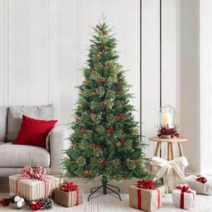 Kunstigt Hinged Juletræ med stativ Grøn 180 cm PVC, PE og stål