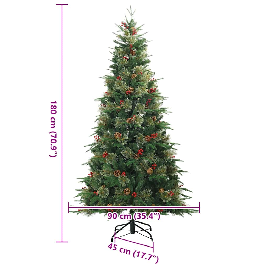 Kunstigt Hinged Juletræ med stativ Grøn 180 cm PVC, PE og stål