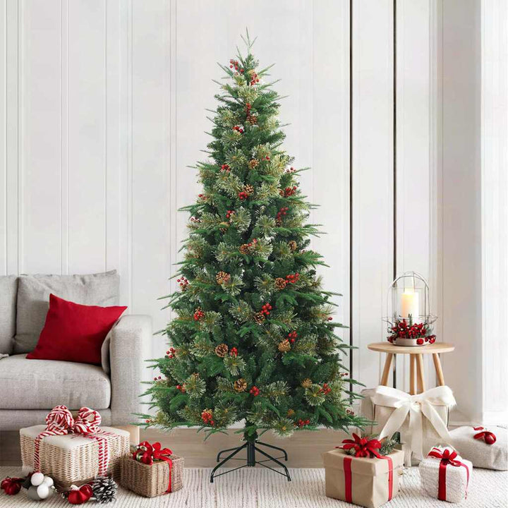 Kunstigt Hinged Juletræ med stativ Grøn 210 cm PVC, PE og stål