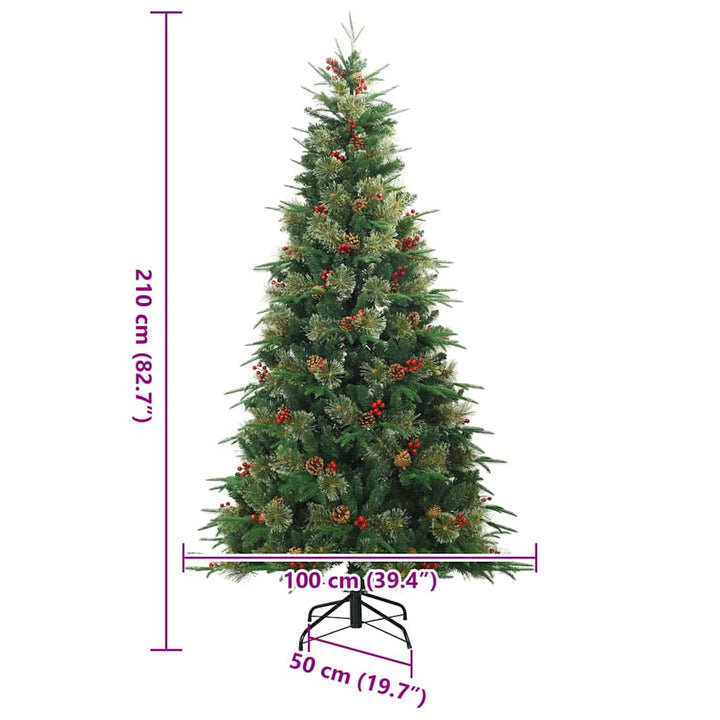 Kunstigt Hinged Juletræ med stativ Grøn 210 cm PVC, PE og stål