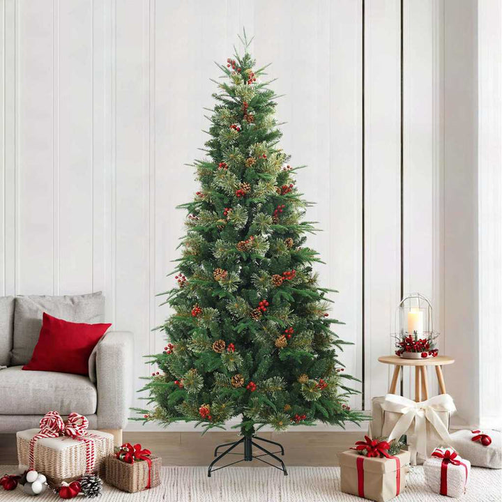 Kunstigt Hinged Juletræ med stativ Grøn 240 cm PVC, PE og stål