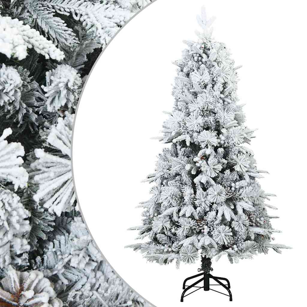 Kunstigt bøjelig juletræ snefløjtet Hvid 150 cm PVC, PE og stål