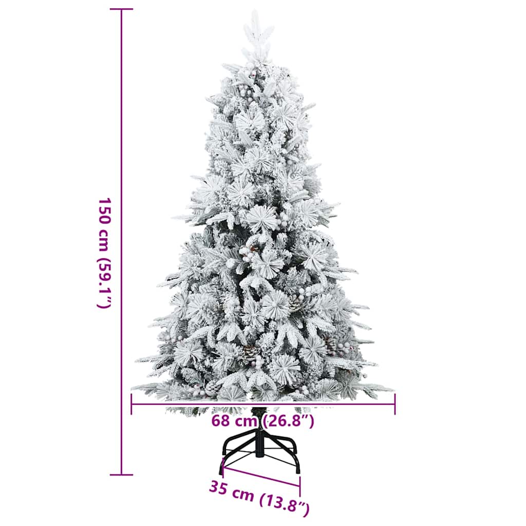 Kunstigt bøjelig juletræ snefløjtet Hvid 150 cm PVC, PE og stål