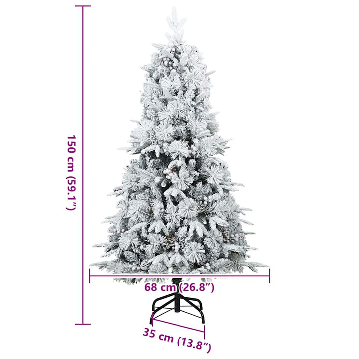 Kunstigt bøjelig juletræ snefløjtet Hvid 150 cm PVC, PE og stål