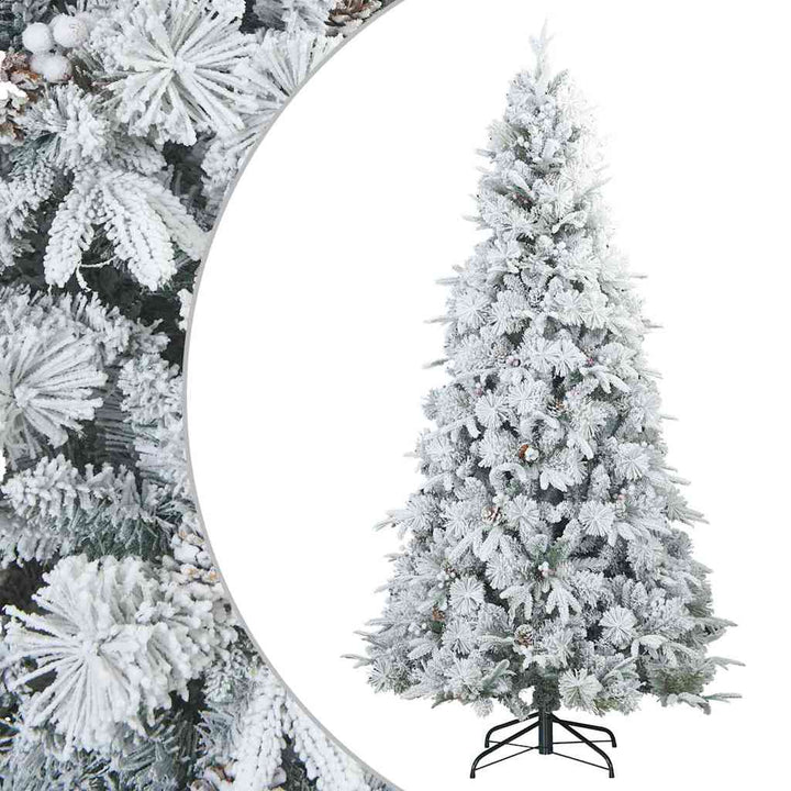 Kunstigt bøjelig juletræ snefløjtet Hvid 210 cm PVC, PE og stål