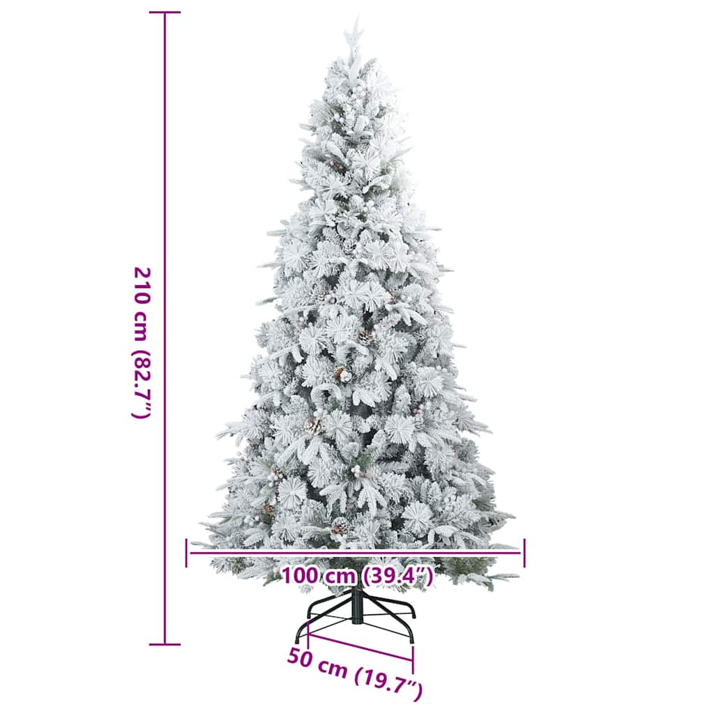 Kunstigt bøjelig juletræ snefløjtet Hvid 210 cm PVC, PE og stål