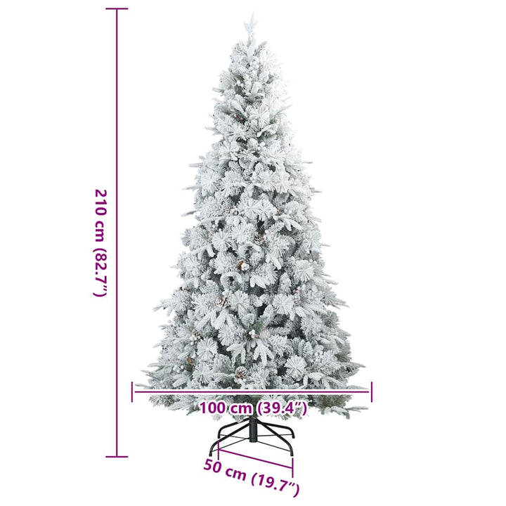 Kunstigt bøjelig juletræ snefløjtet Hvid 210 cm PVC, PE og stål