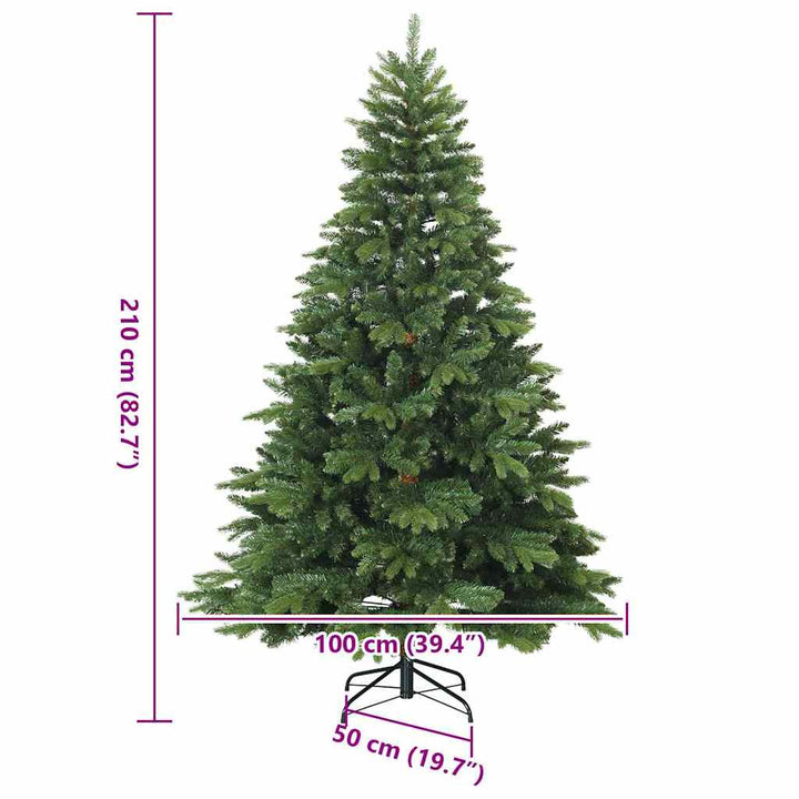 Kunstigt Hinged Juletræ med stativ Grøn 210 cm PVC, PE og stål