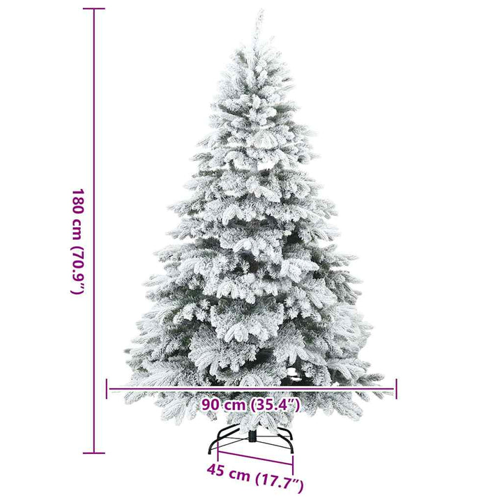 Moderne kunstig hængslet juletræ snebeklædt Hvid 180 cm