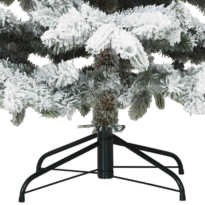 Moderne kunstig hængslet juletræ snebeklædt Hvid 210 cm