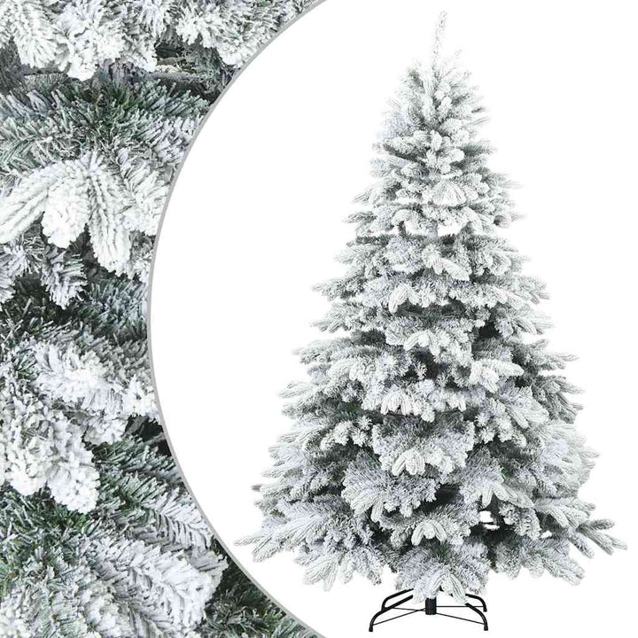 Moderne kunstig hængslet juletræ snebeklædt Hvid 210 cm