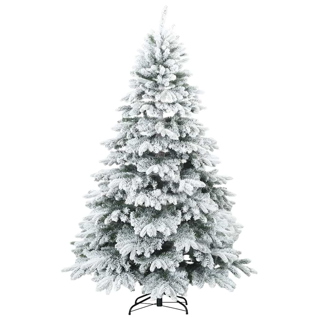 Moderne kunstig hængslet juletræ snebeklædt Hvid 210 cm