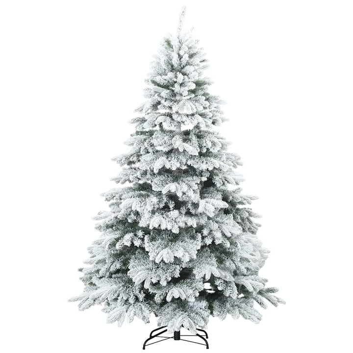 Moderne kunstig hængslet juletræ snebeklædt Hvid 210 cm
