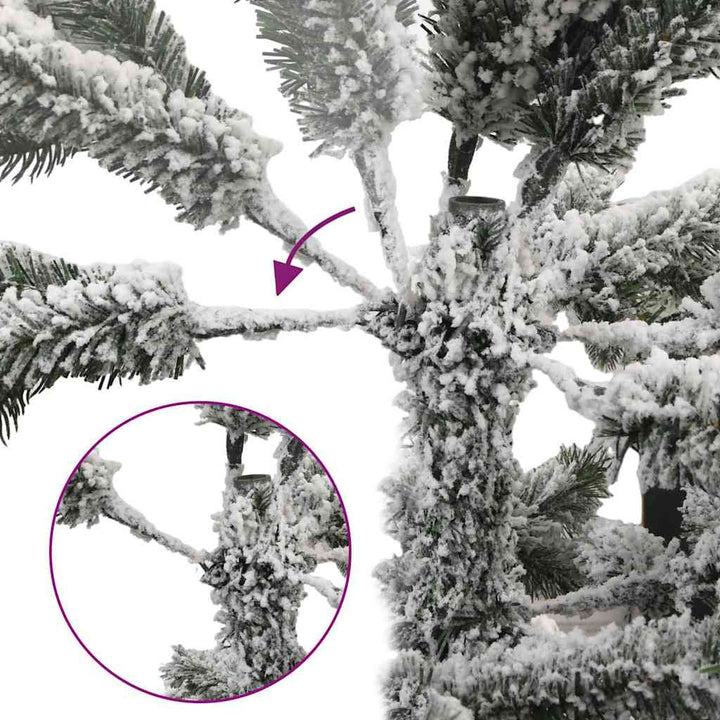 Moderne kunstig hængslet juletræ snebeklædt Hvid 210 cm