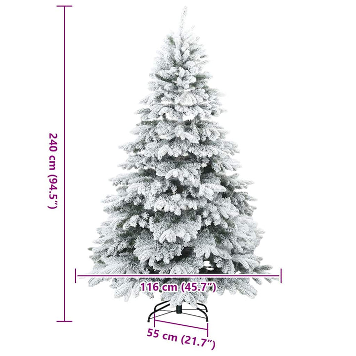 Moderne kunstig hængslet juletræ snebeklædt Hvid 240 cm